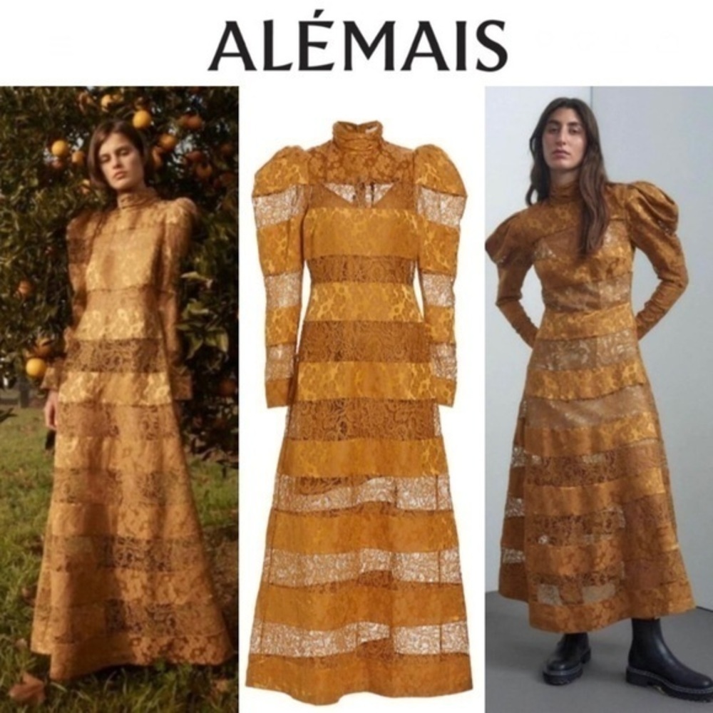 Alémais Emilia Paneled Maxi Dress in Camel sz US 0 1095$ NWT